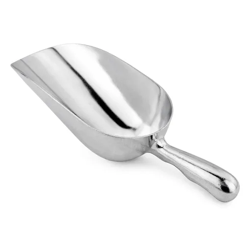 One-Piece Cast Aluminum Round Bottom Bar Ice Flour Utility Scoop, 6 -Ounce, Silver Ice Cube Scoop Shovel Scoops Multipurpose Kitchen Spoon