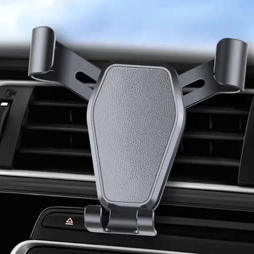 Black Car Air Vent Gravity Phone Holder, Auto-Clamping Mechanical Navigation Mount Applicable 4.6–7 Inch Phone - One-Hand Operation, Triangle Stability & Gravity Locking