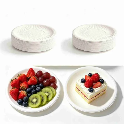 50Pcs Small Paper Plates Disposable Round Paper Plates 4inch Heavy Duty Mini Tableware for Dinner Cake Appetizer Holiday Valentine‘s Day Christmas Party Supplies, White