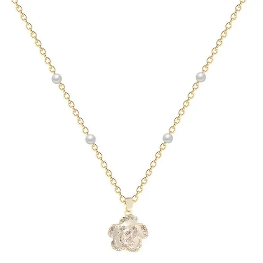 Pearl Flower Bracelet Women Bracelets Charm Hand Chain Titanium Steel Chain - Necklaces