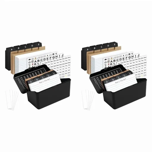 2 Set 3inchx5inch Index Card Holder with Lock, Index Card Box Organizer Storage with , for Home Recipes Address