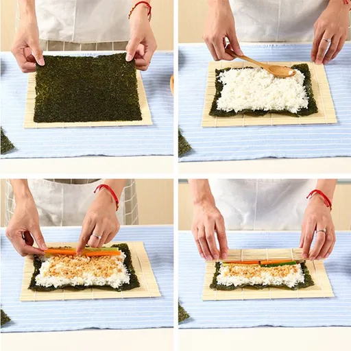 1PCS Sushi Roll Maker,Portable Sushi Roll Maker Bamboo Sushi Mat Sushi Rolling Roller for Home Kitchen