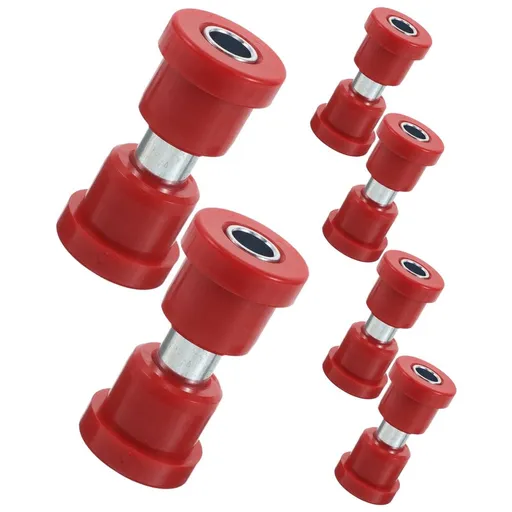 6-Piece Red Polyurethane Leaf Spring Bushing Kit for Front and Rear Golf Cart Suspension System