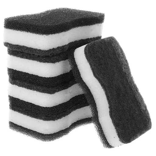 5Pcs Reusable Non-Scratching Dish Scrubber Black Sponge for Pots and Pans