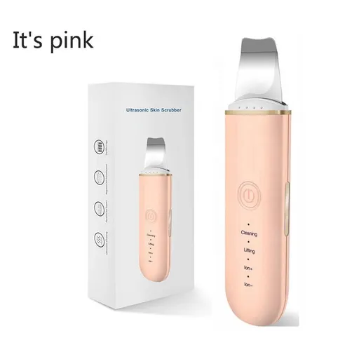Skin Scrubber Face Skin Spatula Facial Scrubber Spatula for Deep Cleansing Blackhead Remover Pore Cleaner with 4 Modes - Pink - Size 172mm