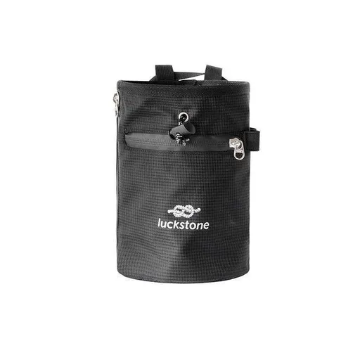 Climbing Chalk Bag - Black Chalk Pouch with Adjustable Waist Belt, Storage Pocket and Fleece Lining for Rock Climbing, Bouldering, Weightlifting and Gym Training