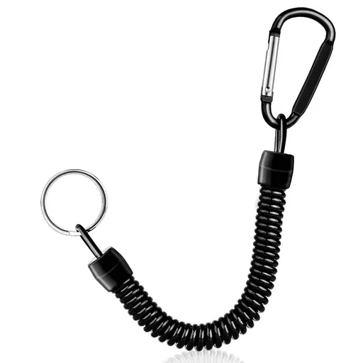 Retractable Bungee Cord Spring Coil Leash Cord Safety Ropes Elastic Wrist Band with Steel Hook Keychain Ring Carabiner