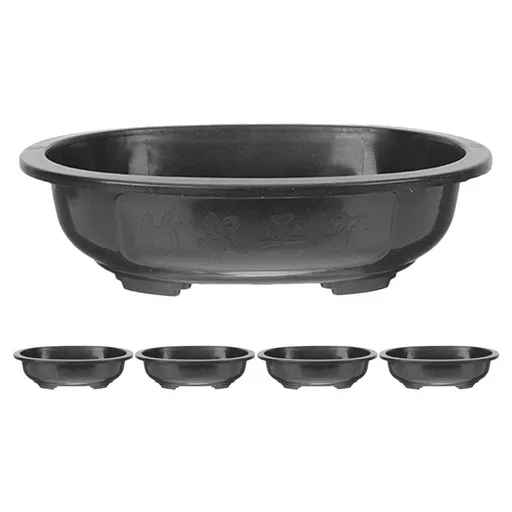 Large Capacity Black Plastic Planter Pot with Drainage Hole for Home Use 5 Pieces