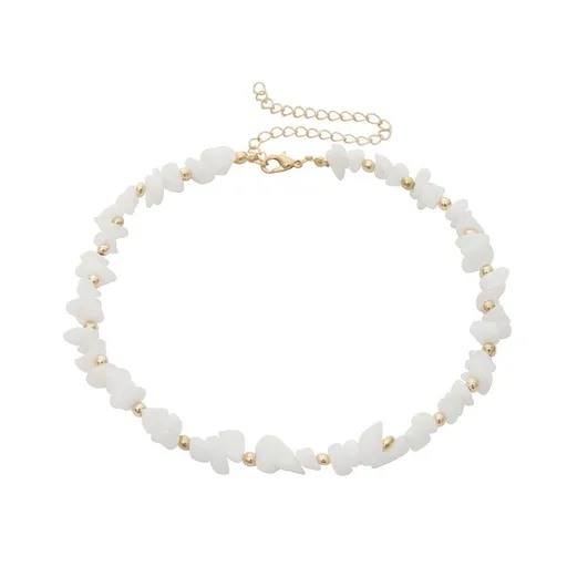 Boho White Shell Necklace for Women Natural Stone Choker Irregular Beaded Necklace Beach Seashell Necklace Surfer Jewelry