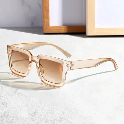 Brown Classic Square Frame Sunglasses - Unisex UV400 Protection, Lightweight & Face-Slimming Design - High Definition Vision Eyewear