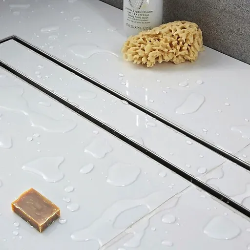 Tile Insert Shower Grate – 90cm Stainless Steel Drain with Centre Outlet