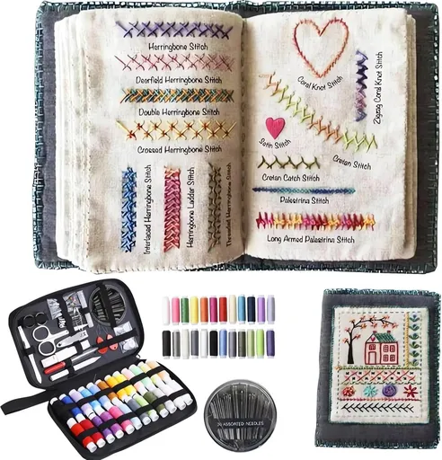 2026 New Embroidery Stitch Book Kit,Portable All Scenario Embroidery Stitch Book,Comes with a Complete Toolkit and Instructional Tutorial, Perfect for Beginners and Craft Lovers (1 PCS)