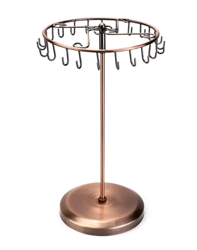Rotating Necklace Holder Metal Necklace Stand Necklace Organizer for Bracelet Earring Keychain Ring Jewelry 13.4 Inch (Bronze)
