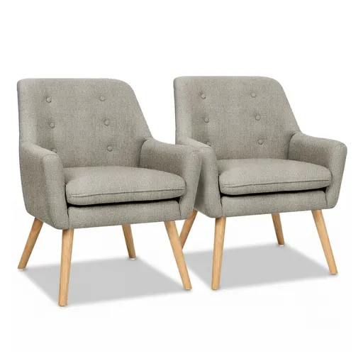 Artiss 2X Armchair Lounge Chair Accent Tub Chair Beige ANNE