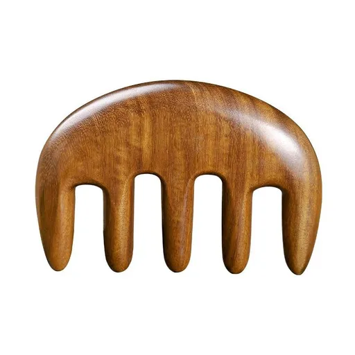 Sandalwood Massage Comb Five Tooth Head Default item Golden sandalwood tip five-tooth massage comb [thickened upgrade]