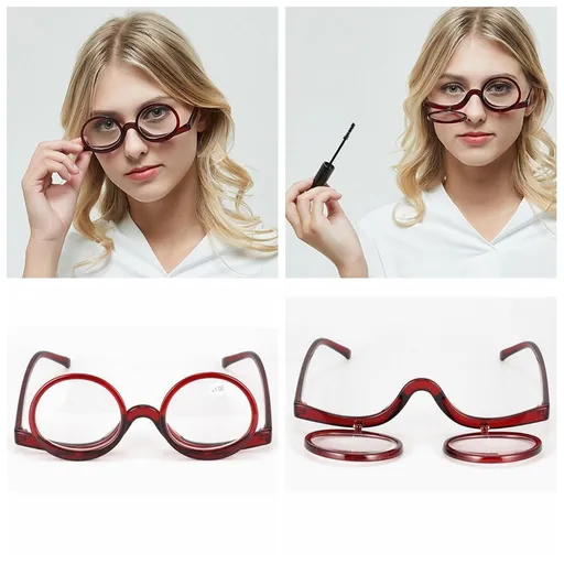 Rotating Magnifying Glass Makeup Glasses Glasses +1.0~+4.0 red rode pcsrength 1.0