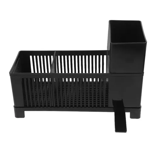 Compact Small Kitchen Dish Drying Rack Black Plastic Drainage Stand Organizer 1-Pack Space-Saving Design