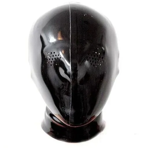 House Of Dasein Latex Gummi Hood Rubber Face Game Mask With Mesh Holes For Men And Women S Lm286 - Black 2 - M