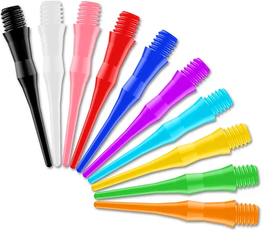 2BA Thread Soft Tip Dart Points 500 Pack, 10 Colors, Plastic Tips Replacement,Darts Accessories 500pcs -