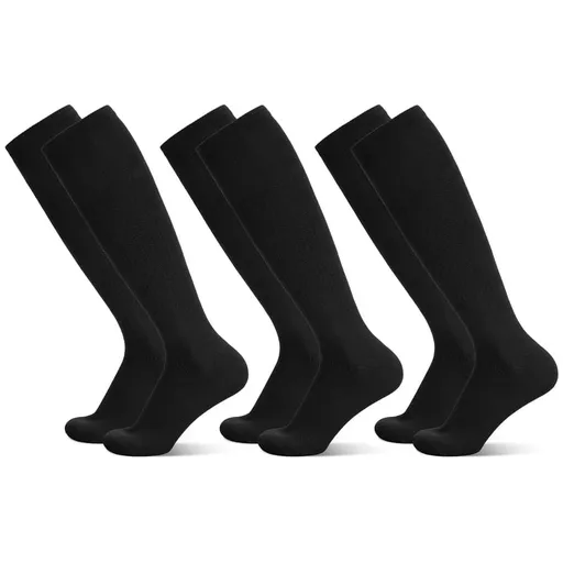 3 Pairs Kids Soccer Socks,Boys Girls Long Hockey Rugby Socks,Unisex Anti-slip Towel Bottom Football Socks for Children Aged 4-13 to Playing Sports Black