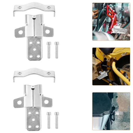 2Pcs Plated Silver Folding Motorcycle Foot Pegs Universal Clamp Type Anti Slip Pedal