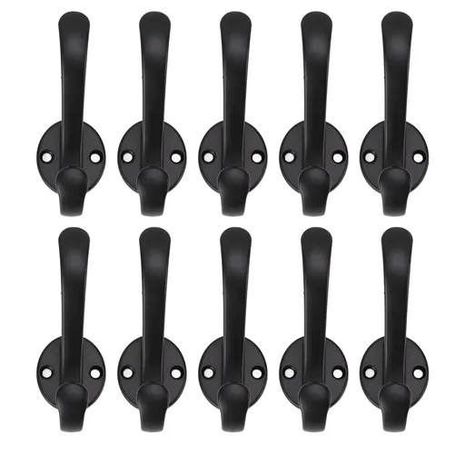 10 Set Coat Hooks Metal Water Proof Heavy Duty Wall Hook for Entryway Bedrooms Bathrooms Kitchens Black