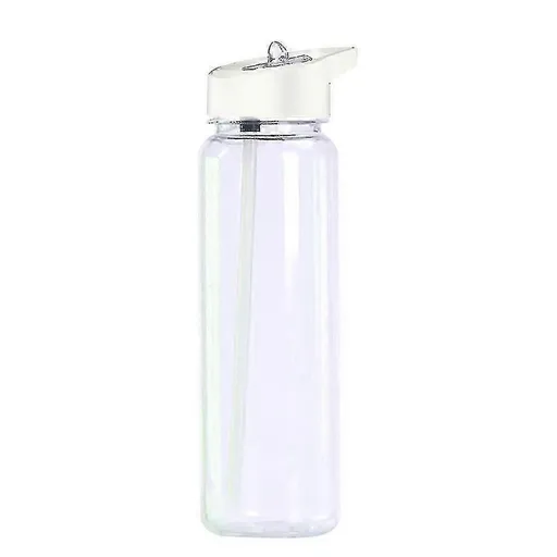 Sports Water Bottle with Straw Flip Lid Hygienic Cover Wide Neck Reusable Drinking Bottle for Running Gym Fitness Cycling Outdoor - White