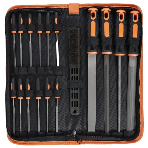 17Pcs Metal File Set with Ergonomic Handle Sturdy Compact High Carbon Steel Assorted File Kit for Wood Glass DIY Project