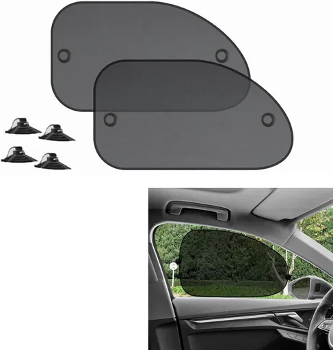 2 Pieces, Car Sunshade, Baby Car Sunshade, Car Sun Protection, Heat-insulating curtain for side windows, UV protection, 65 x 38 cm, Black