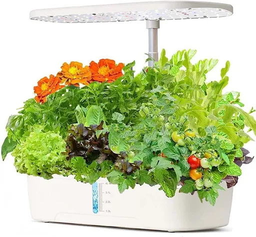 Hydroponics Plant Growing System 12 Pods Indoor Herb Garden Kit Led Light 4L WHITE