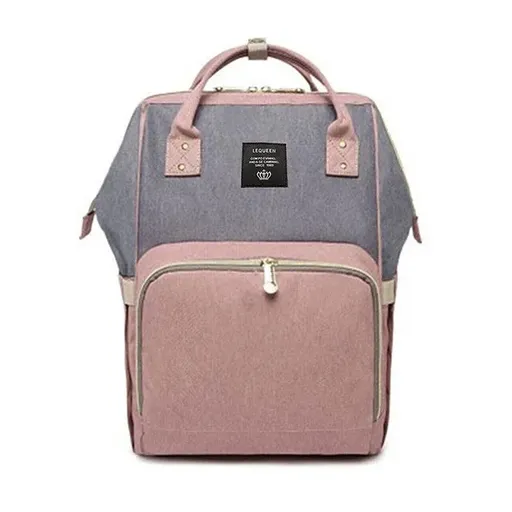 Luxury Multifunctional Diaper Nappy Backpack Maternity Mummy Changing Bag - Pink Gray