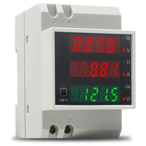 Din Rail Electricity Meter Single Phase Energy Meter Digital Voltmeter Ammeter Ac 80-300V 100A Wattmeter 1 Phase Power