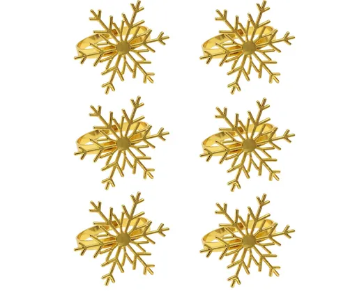6Pcs Snowflake Shape Napkin Ring - Golden