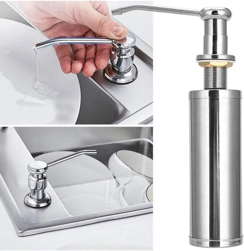 Built In Stainless Steel Soap Dispenser for Kitchen Sink, Refillable, 300 ml