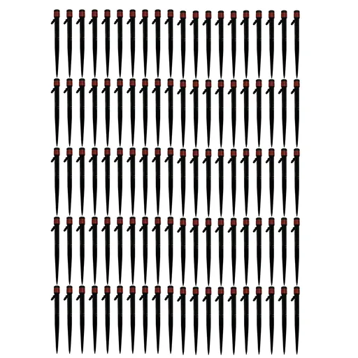 100pcs Drip Emitters 360 Degree Adjustable Water Flow Drippers Sprayer for Patio Lawn Bed Watering System 13cm / 5.1in Red