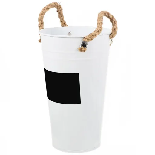 Rustic White Metal Flower Vase and Vintage Bucket Planter for Indoor and Outdoor Plant Decoration