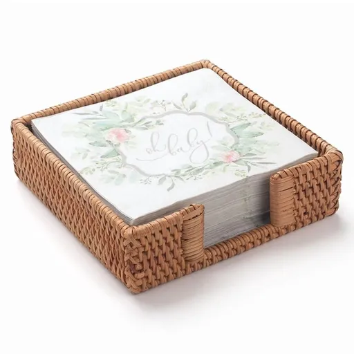Rattan Napkin Holder Square,Wicker Basket for Kitchen,Flat Holders Paper Napkins,Woven