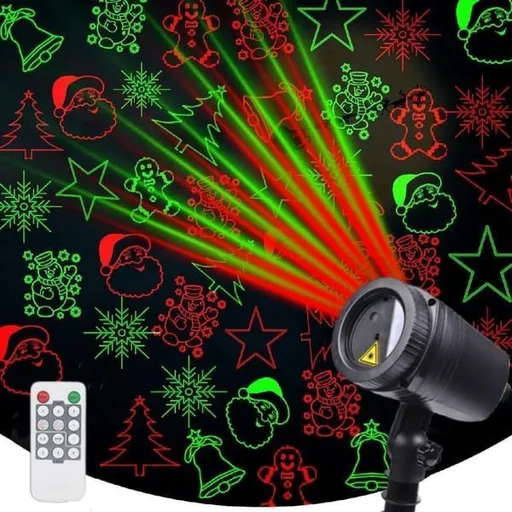 Outdoor Laser Projector Christmas Decorations Red and Green 01 Black