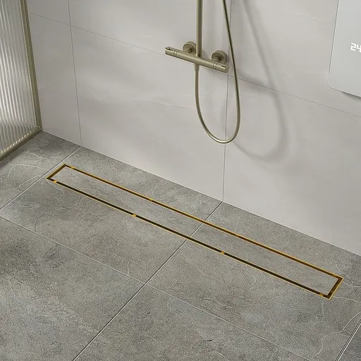 Tile Insert Shower Grate – 90cm Brass Drain with Centre Outlet