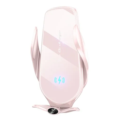 FJ22 Auto Clamping Wireless Car Charger Mount Infrared Air Vent Phone Holder，pink