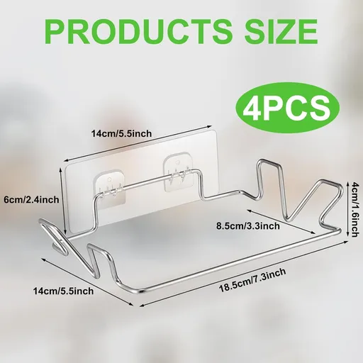 4 Pcs Trash Bag Holder for Kitchen Cabinet Door and Cupboards Stainless Steel Under Sink Bag with Wall Sticker Base Portable