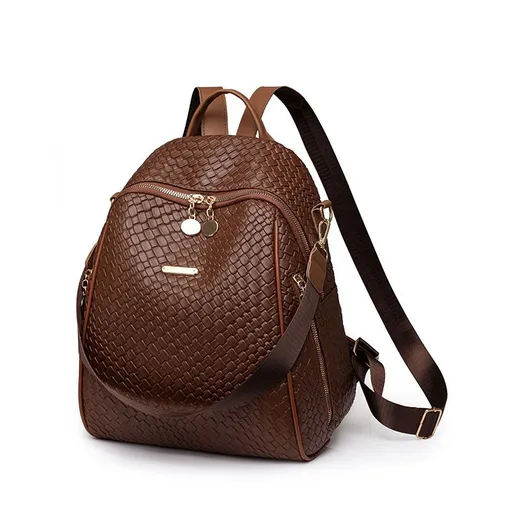 Leather Backpack Purse for Women, Anti-theft Backpack, Convertible Shoulder Bag with Secured Zippers for Travel Work, Brown