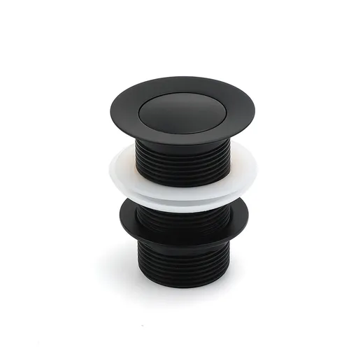Matt Black Watermark 32mm Pop Up Push Brass Waste Plug No Overflow Basin Drain
