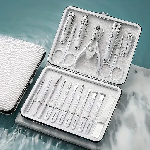 18pcs High Hardness Carbon Steel Manicure Pedicure Set with Travel Case Anti-Splash Nail Clipper Cuticle Nipper Scissors File Kit