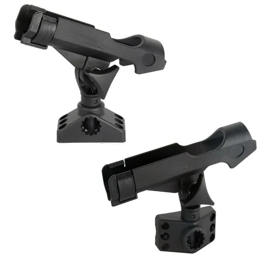 2 Pack Spinning Rod Holder with Side Deck Mount Fishing Rod Holder Adjustable Fishing Boat Rod Holder, Black Finish
