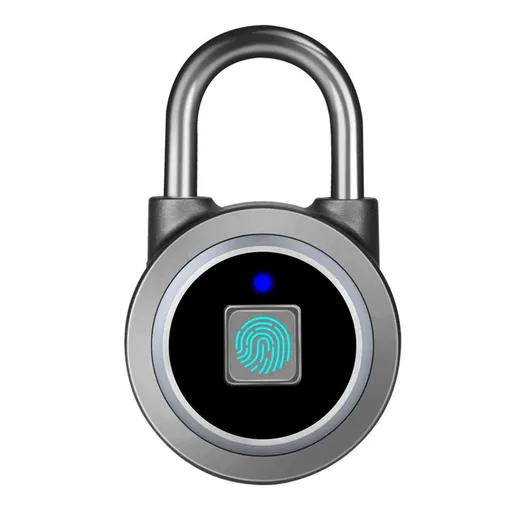 Fingerprint Padlock, Bluetooth Lock, Mobile APP, Smart Padlock with Keyless Biometric, Water Resistant, Suitable for Gym, (Grey)