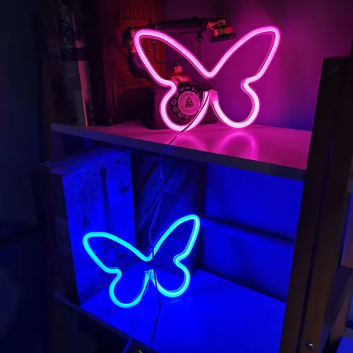 2 Pcs Butterfly Neon Signs Butterfly LED Light 3AA Battery Powered, USB Operated Wall Neon Light Decor Butterfly Neon Wall Art
