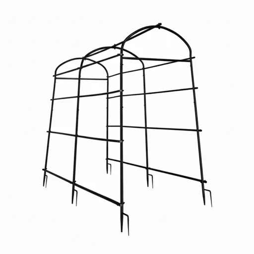 P&P Black & Green U-Frame Metal Garden Trellis with Nylon Netting Heavy Duty Plant Support Size XL