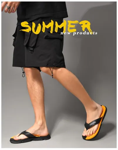 Men's Flip Flops with EVA-PVC Dual Sole,Orange for Comfort & Slip-Resistance(41)