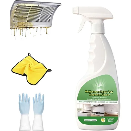 Multipurpose Heavy Duty Degreaser Spray, Kitchen Grease Cleaner Foam, All Purpose Oil Remover for Oven, Stove, Range Hood, Grill, BBQ, Appliance & Household Surfaces
